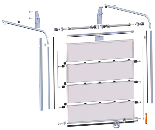 Schematic drawing of standard door with spring shaft and TIR external locking Schematic drawing of standard door with spring shaft and TIR external locking