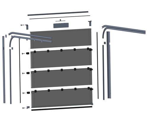 Schematic diagram of door with pneumatic drive, without locking Schematic diagram of door with pneumatic drive, without locking